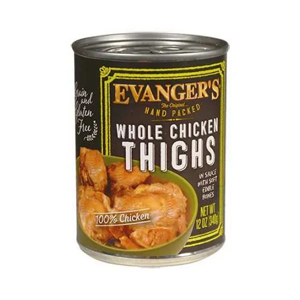 12/12 oz. Evanger's Super Premium Whole Chicken Thighs For Dogs - Food